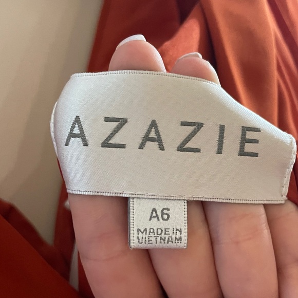 Azazie Long Sleeve Dress in Rust - Picture 6 of 6